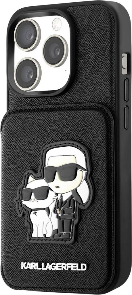 Karl Lagerfeld iPhone 15 Pro Back cover case - SAFFIANO CARDSLOT - Black