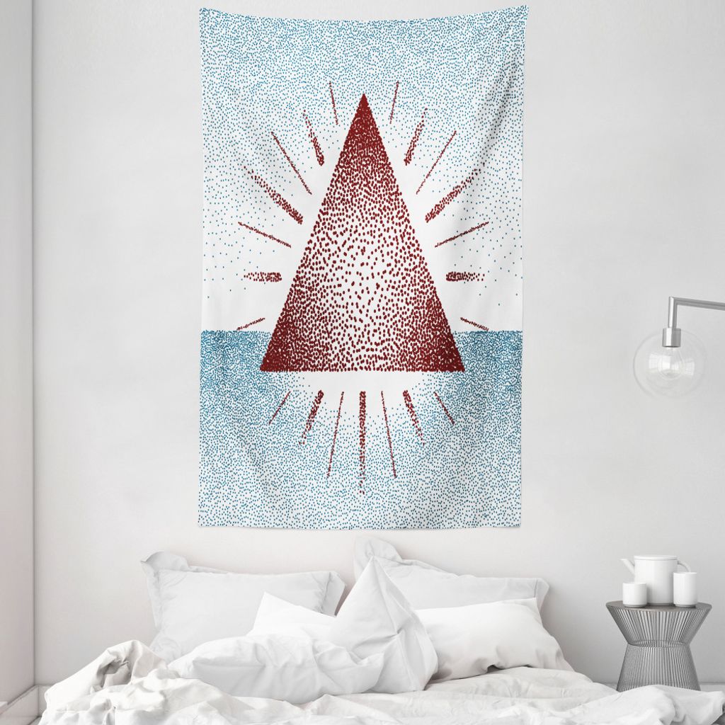 ABAKUHAUS Geometrisch Wandteppich und Tagesdecke, Dots Retro Pyramide aus Weiches Mikrofaser Stoff Waschbar ohne Verblassen Digitaldruck, 140 x 230...