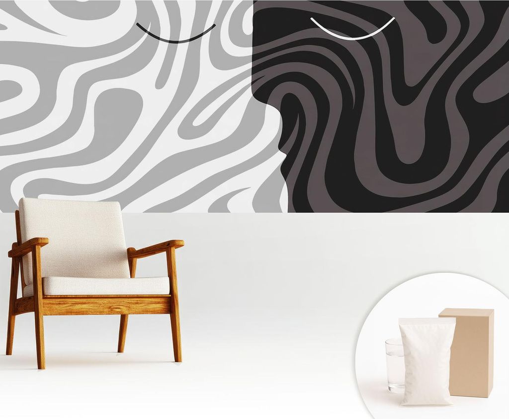 Fototapete - 250x104 cm - Tapete - Wandtapete - Wandbilder - Dekofolie - Tapete Folie - Wand - Dekoration - Wohnzimmer - Abstrakte Gesichter