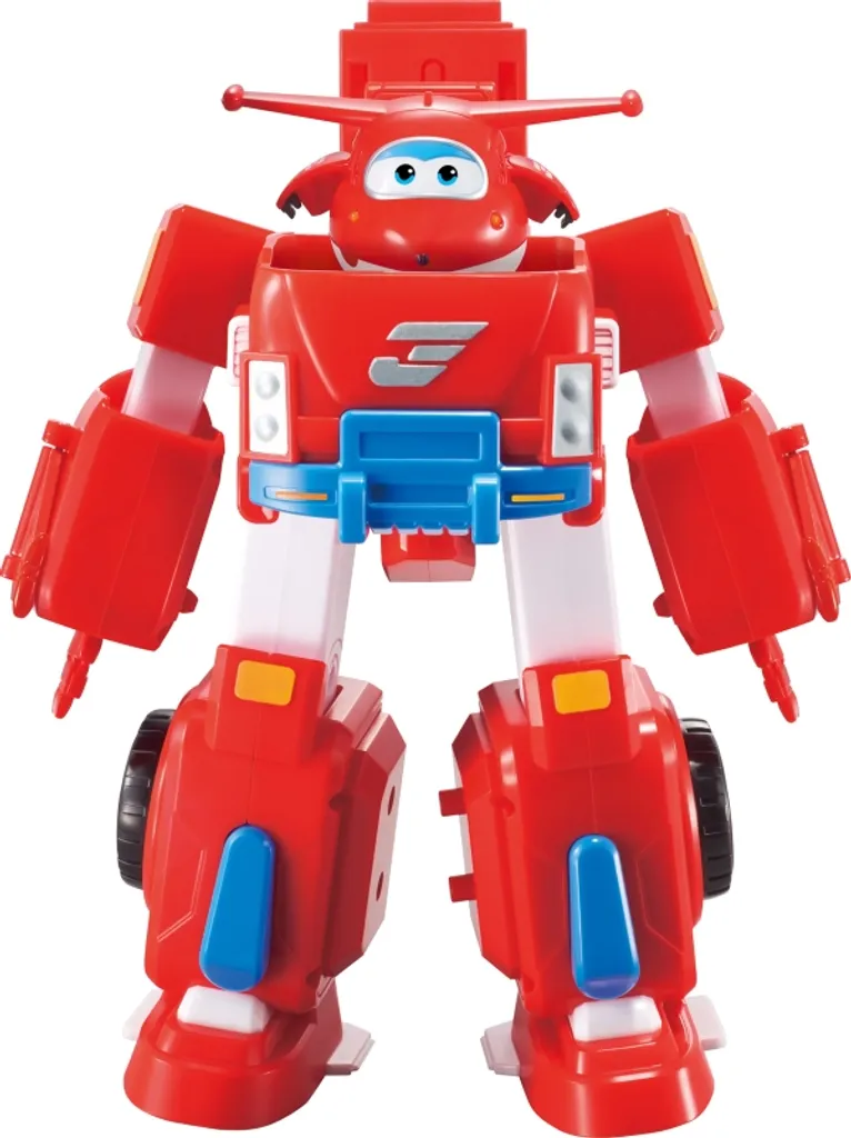 Figurine Jett Super Wings Solide - Jouet Transformable sans Pile 12cm