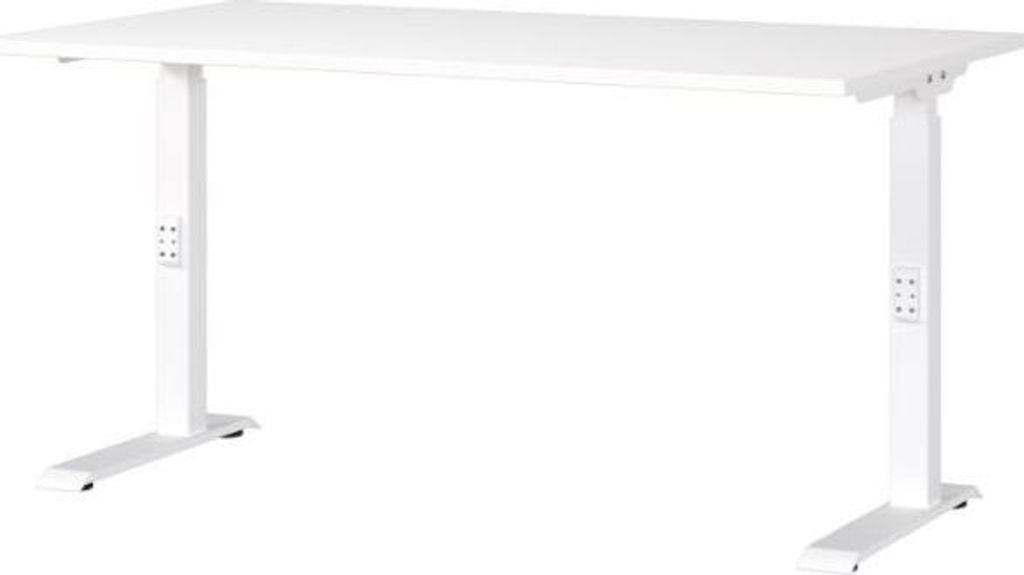 GERMANIA DOWNEY höhenverstellbarer Schreibtisch weiß rechteckig, C-Fuß-Gestell weiß 140,0 x 80,0 cm