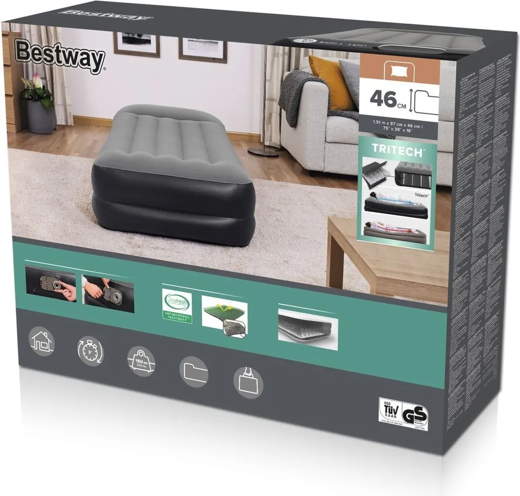 Matelas Gonflable d'Appoint pour Invités avec Pompe Électrique Rapide - 58