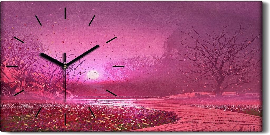 Dekor Leinwand Uhr Wandbilder Geräuschlos Kunstdruck 60x30 ÖlMalerei Bäume - schwarze Hände