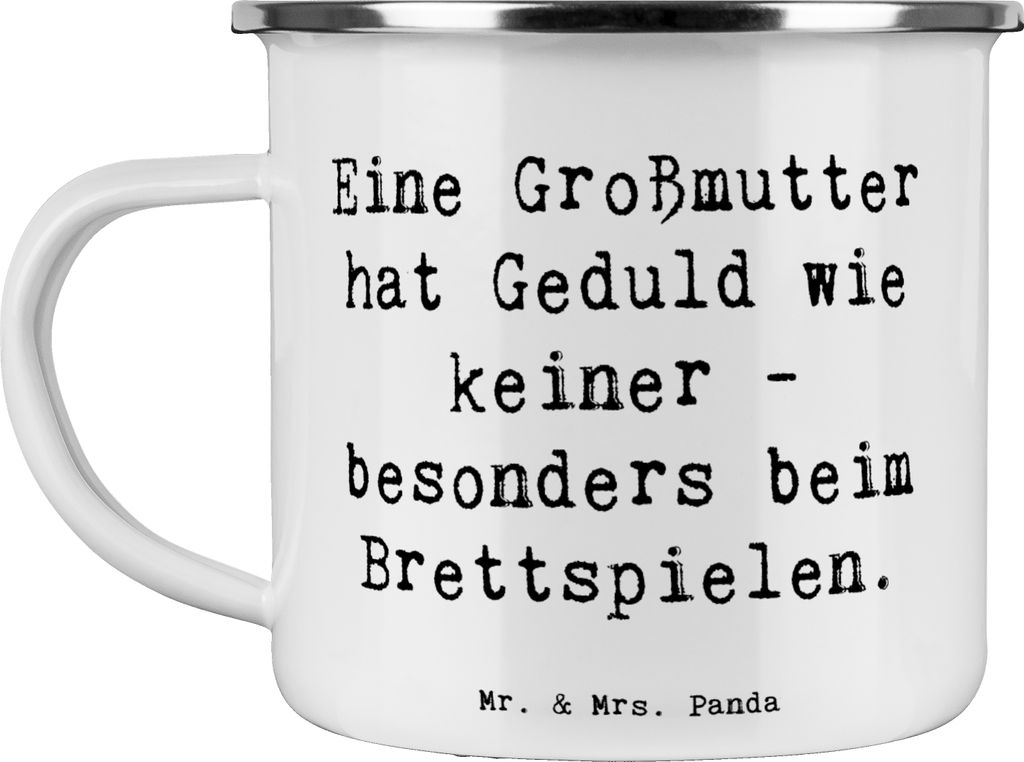Mr. & Mrs. Panda Haferl Spruch Großmutter Geduld - Weiß - Geschenk, Jubiläen, Pott, Teetasse, Emailletasse, für, metallbecher, Umarmungen, emai...