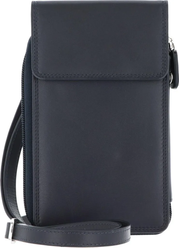 Petit sac bandoulière téléphone Golden Head Polo en cuir bleu marine