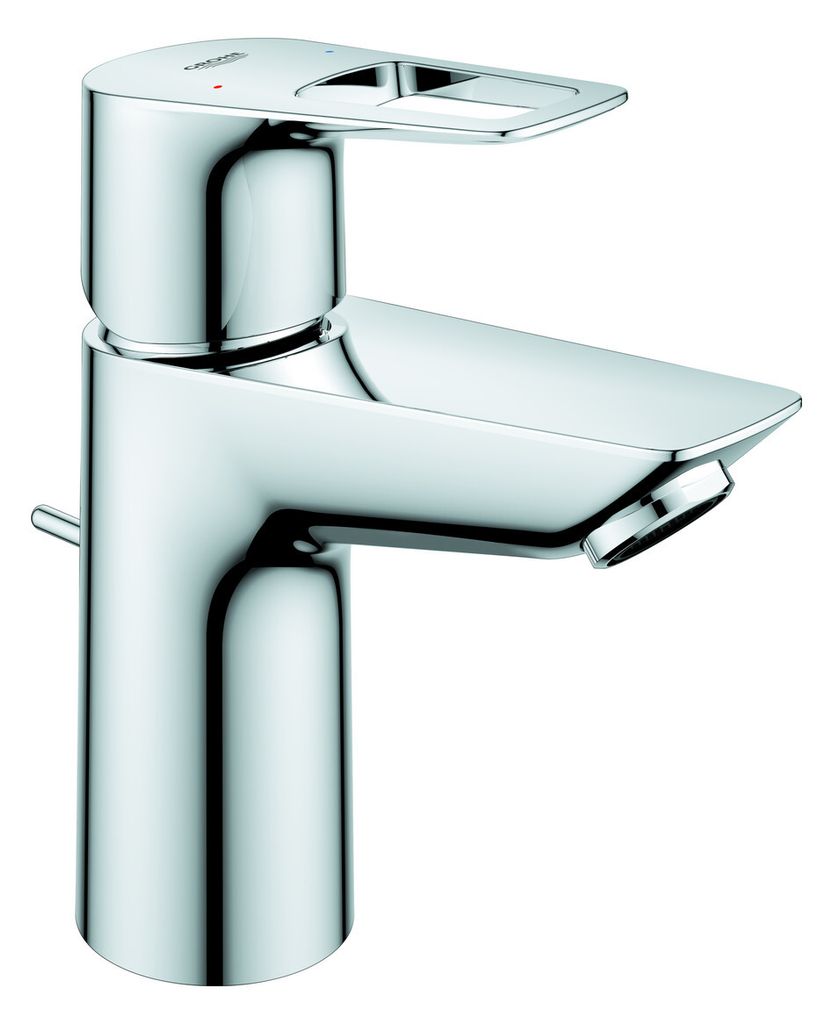 GROHE Einhand-Waschtischbatterie BauLoop 23335_1, S-Size, Einlochmontage, mit Temperaturbegrenzer, GROHE EcoJoy Mousseur 5,7 l/min, Zugstangen-Abla...