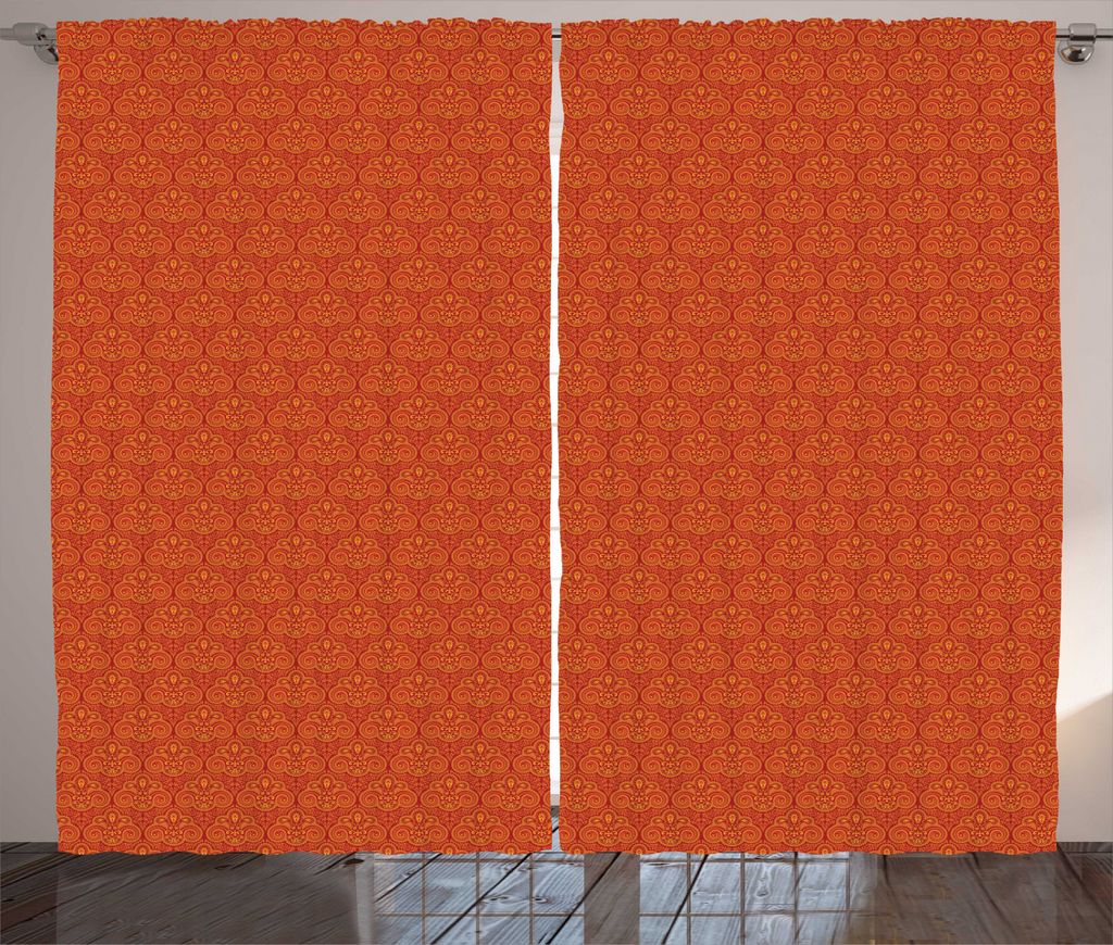 ABAKUHAUS Ethnisch Rustikaler Vorhang, Warme Farben Tradition Verziert, Wohnzimmer Universalband Gardinen mit Schlaufen und Haken, 280 x 225 cm, Ve...