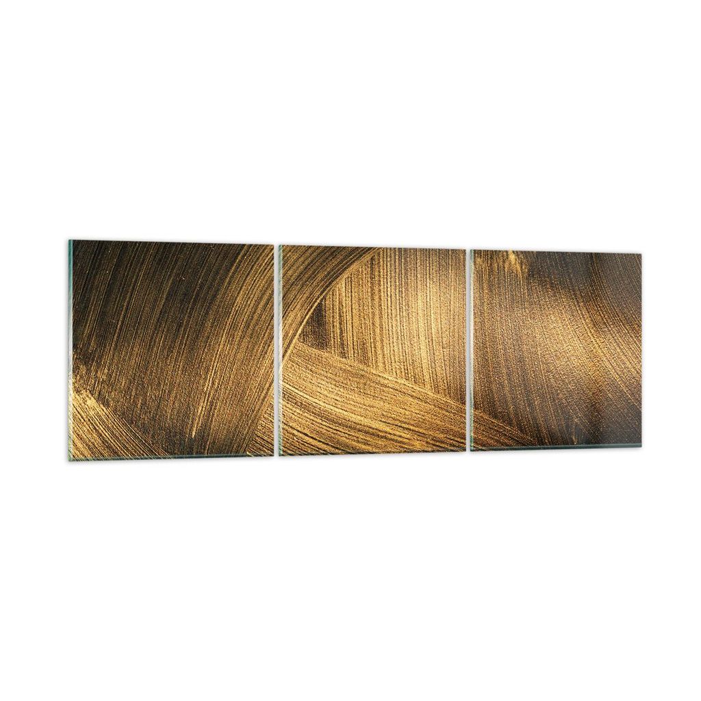 Bilder auf glas - 3 Teile - Abstraktion Gold Textur - 120x40cm - Glasbilder - Wandbilder - Bilder - zum Aufhängen bereit - Wanddekoration aus Glas...