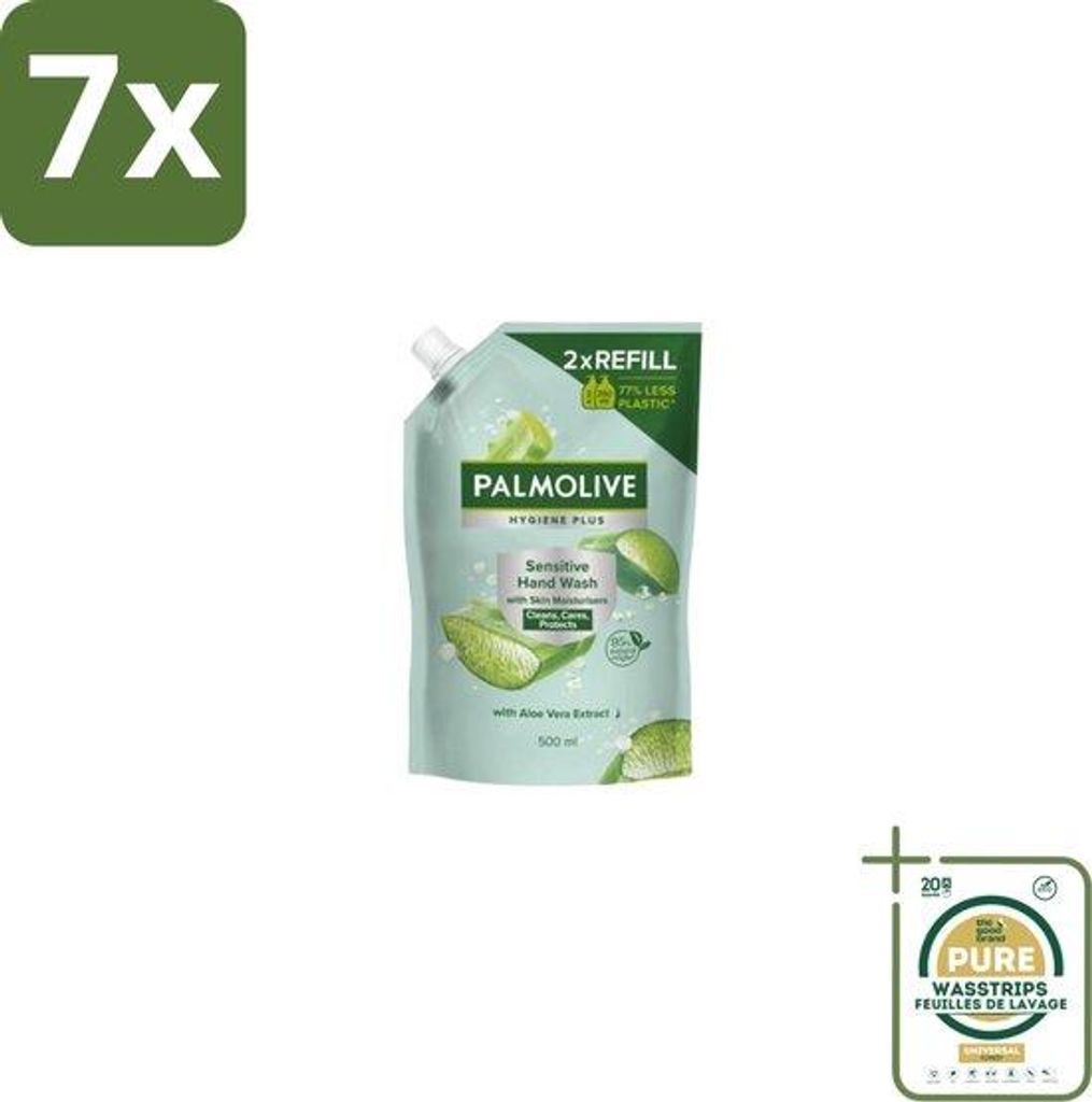 7 x Handzeep Navulling Hygiene Plus Sensitive Antibakteriell - 500 ml - Kabels - Große Packung - Kabelsystem