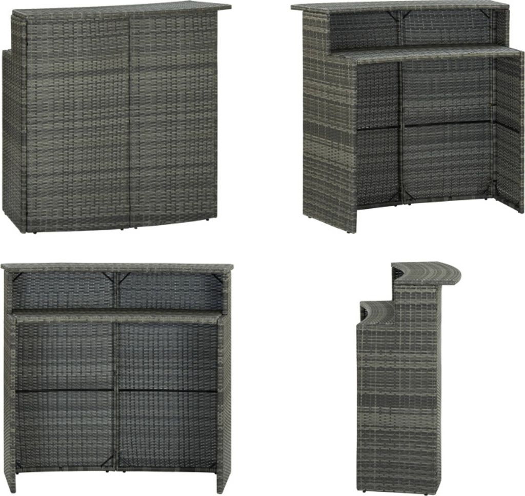 vidaXL Garten Bartisch Grau 120x55x110 cm Poly Rattan - Bartisch - Bartische - Stehtisch - Stehtische