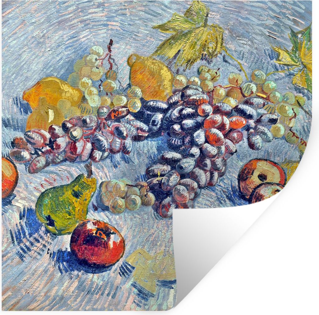 MuchoWow Wandtattoo Wandsticker Wandaufkleber Weintrauben, Zitronen, Birnen und Äpfel - Vincent van Gogh 30x30 cm Selbstklebend und Repositionie...