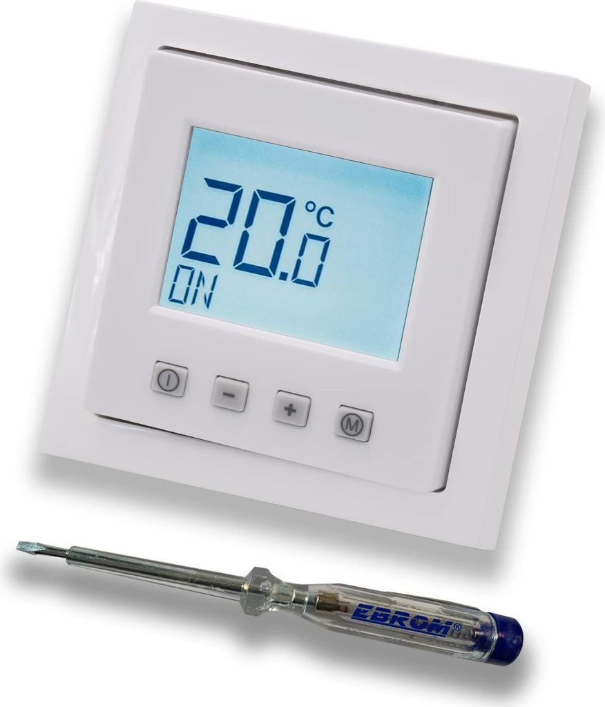 Halmburger Digitales Raumthermostat Raumtemperaturregler ERD-62sg DIGITAL in Busch Jäger Future Linear Studioweiß glänzend Rahmen + EBROM Phasen...