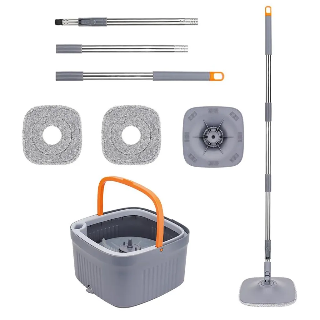 Kit Balai à Franges avec Seau à Double Compartiment et 2 Patins Microfibre - 6