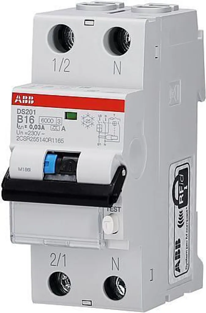 Disjoncteur ABB DS201 A 16A : Stop aux Risques d'Électrocution 30mA - 10