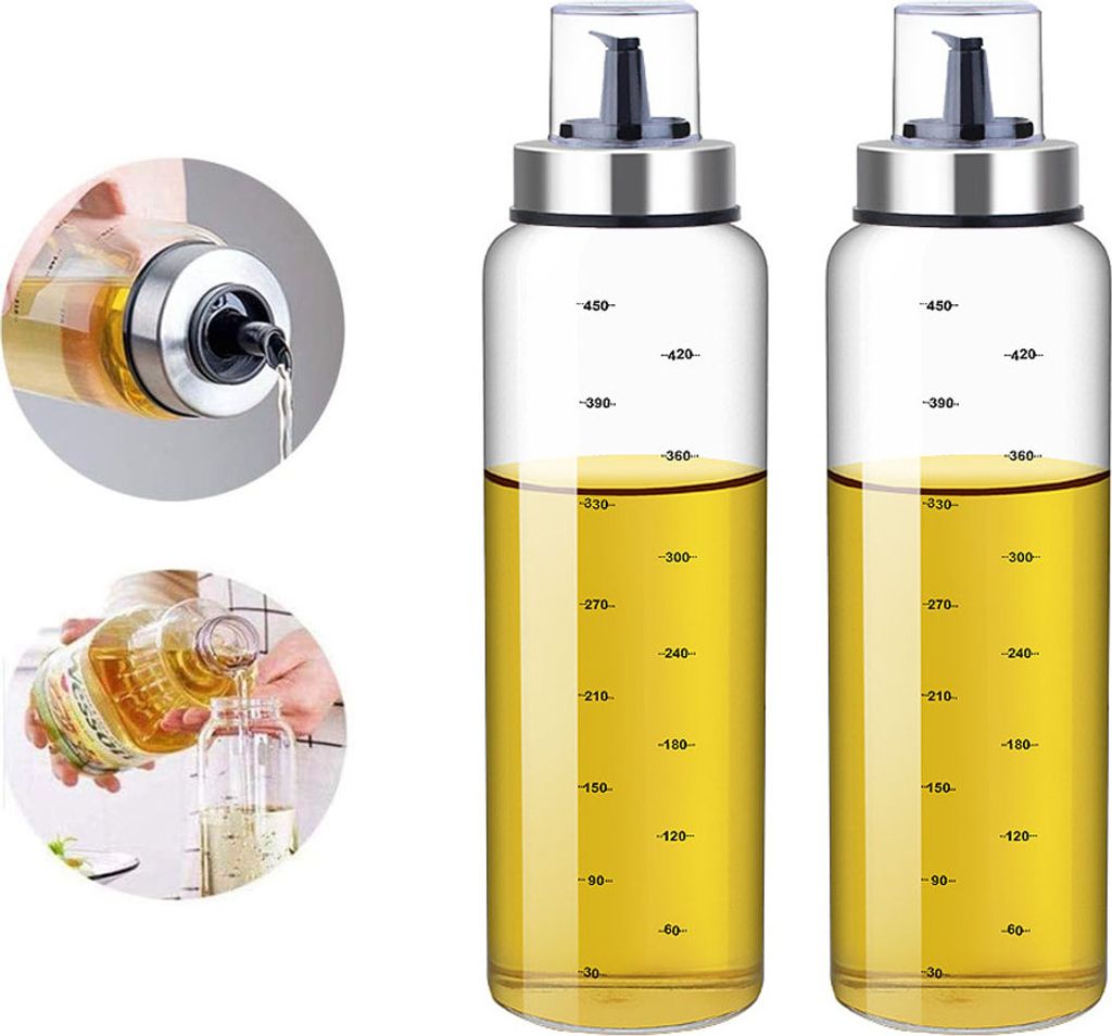 FARI Essig & Ölflasche, 2x500ml Ölspender und Glas Olivenöl Flasche