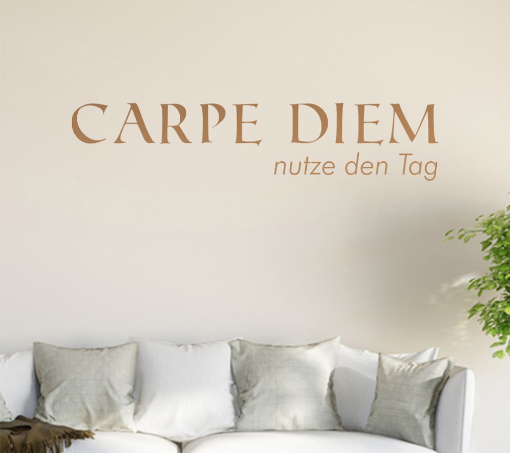 Carpe Diem Wandtattoo in 6 Größen - Wandaufkleber Wall Sticker - Dekoration, Küche, Wohnzimmer, Schlafzimmer, Badezimmer