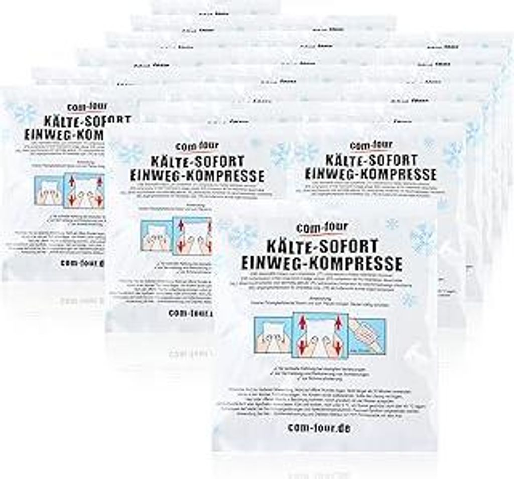 com-four20x Einweg Kälte Sofort-Kompresse zum Knicken 15 x 17 cm, Kältepack zum sofortigen Kühlen, Kühlpack für Erste-Hilfe-Maßnahmen, Kühlk...