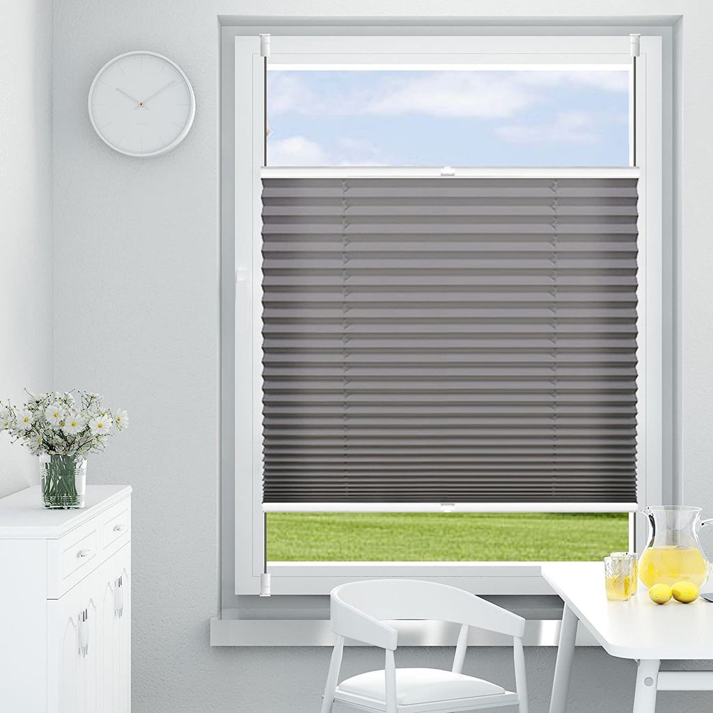 Jalousie Plissee Klemmfix ohne Bohren Faltrollo Sicht&Sonnenschutz Fenster Tür 