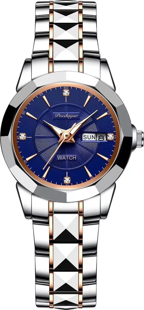 Montre POEDAGAR Elegance Argenté et Bleu Femme KP35042 Luxe Chic