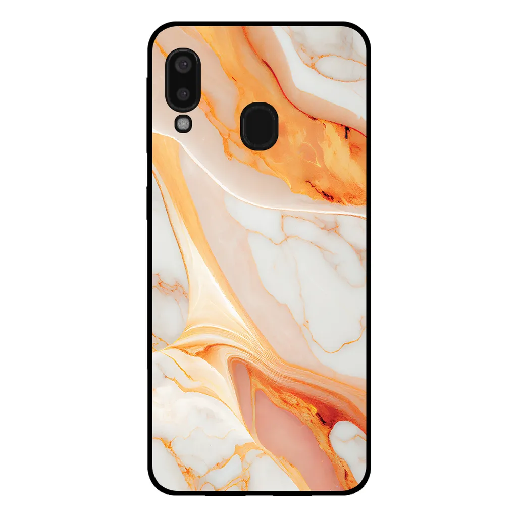 Cover TPU Samsung Galaxy A20E Smartphonica - Marmo Arancione Anti-Urto