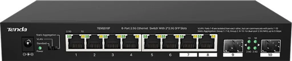 Switch Tenda 8 Ports RJ45 2.5G Ultra Rapide Boîtier Métal Silencieux