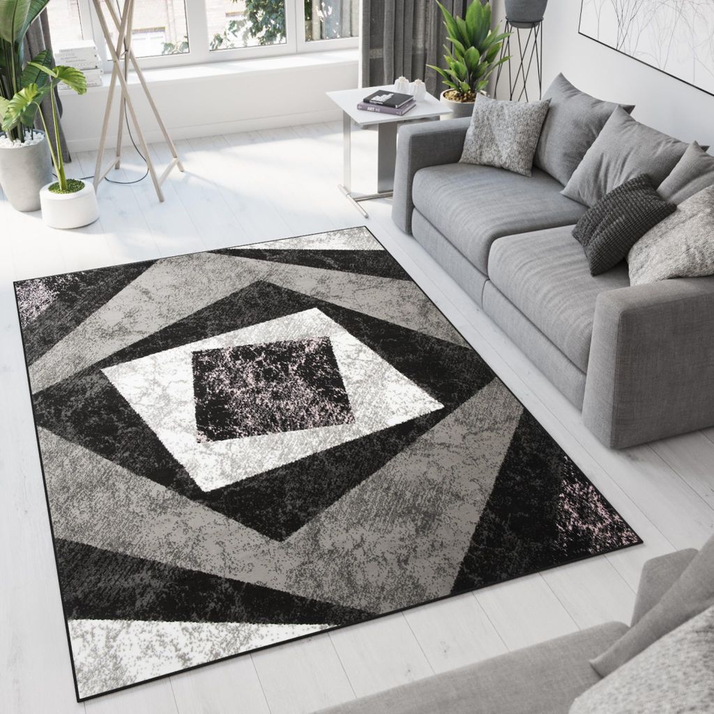 Tapiso Teppich DREAM Modern Creme Grau Schwarz Wohnzimmer 120 x 170 cm