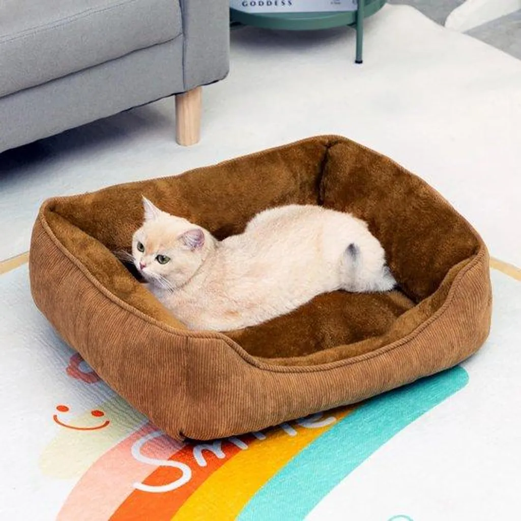 Lit pour chat anti-stress en fourrure artificielle pliable 55 x 45 cm