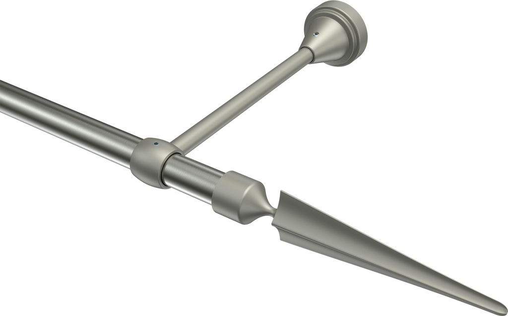 Interdeco Gardinenstange / Vorhangstange Edelstahl-Optik / Chrom matt, Typ Primus Lorenzo (Speer), 16 mm Ø 1-läufig, 320 cm