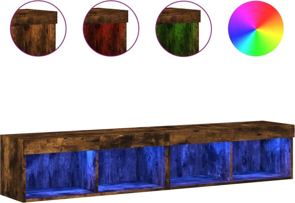 vidaXL TV-Schränke mit LED-Leuchten 2 Stk. Räuchereiche 80x30x30 cm