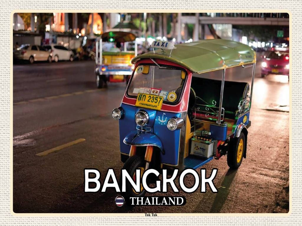 vianmo Holzschild 30x40 cm Bangkok Thailand Tuk Bildmotiv Reisemotiv Abenteuer Reisen
