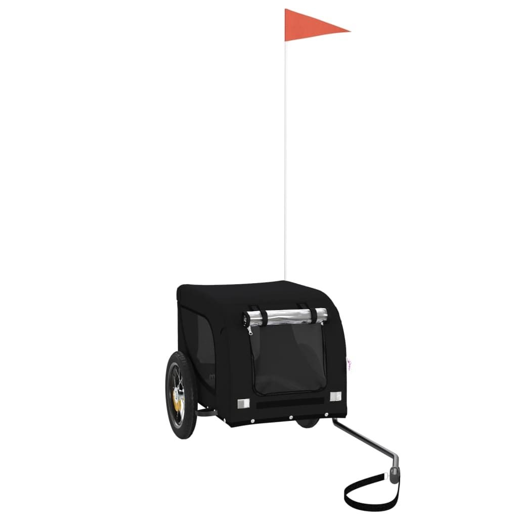 vidaXL Fahrradanhänger Hunde Schwarz Oxford-Gewebe und Eisen