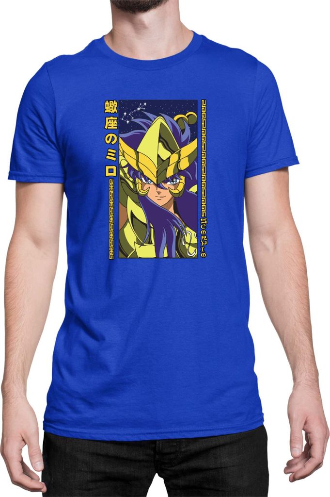 Herren T-Shirt Japan Anime Manga Saint Anime Seiya Scorpio Scorpio, Man M / Blau