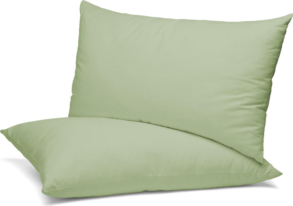 Beautex 2er Set Kissenbezug, Kissenhülle aus Baumwolle, Premium Jersey 160g/m²,Olivgrün,50x50cm