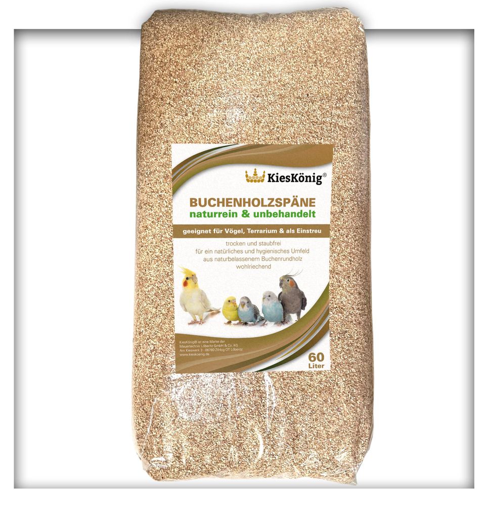 60 Liter Buchenholzgranulat Vogelsand Bodengrund Terrariensand Einstreu Terrariumsand Tiereinstreu Körnung Medium 1,0 - 2,5 mm