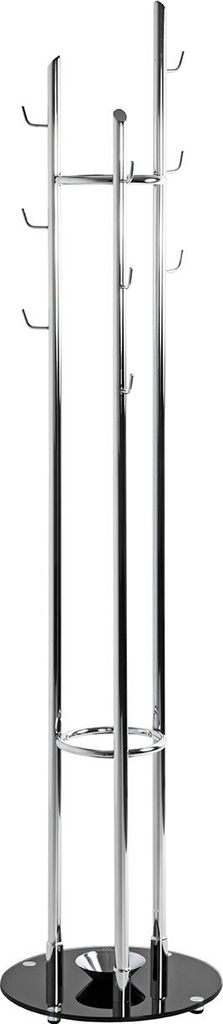 HAKU Möbel Garderobenständer chrom, schwarz - Metall, Sicherheitsglas 10 mm, B/H/T: 40x183x40 cm