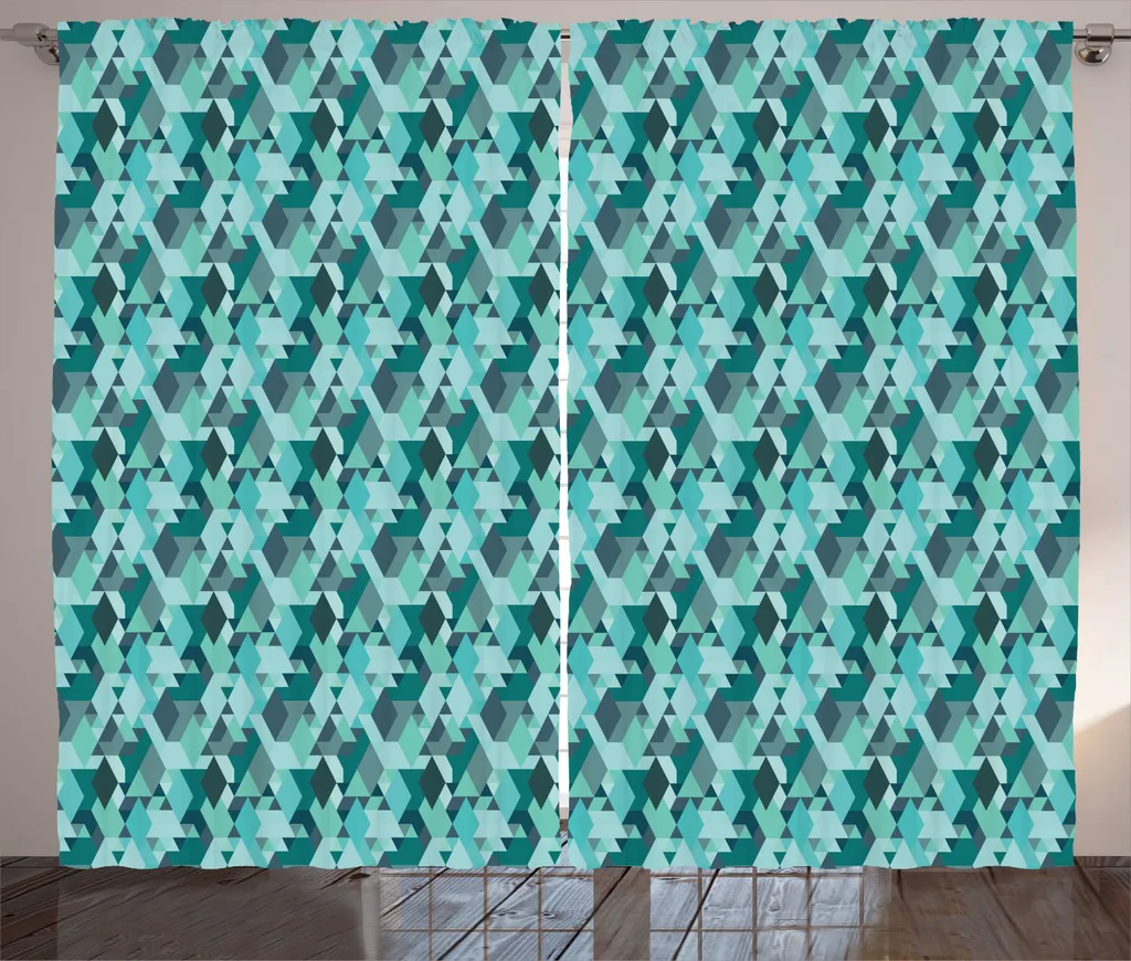 Rideaux de Salon Universels Motif Mosaïque Vert Monochrome 280x225 cm