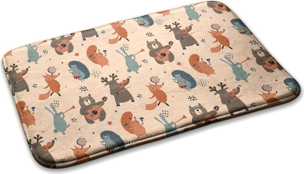 Teppich Kinderteppich Schlafzimmer Modern - 90 cm x 60 cm - Tiere Mit Instrumenten