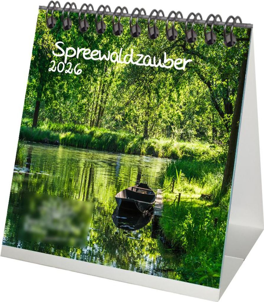 Spreewaldzauber Tischkalender 10cm x 10cm 2026 Set: 1x Kalender 1x Weihnachtsanhänger 1x Grußanhänger (3 Teile)