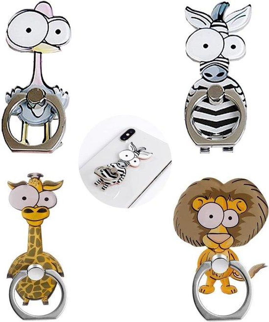 Handy-Hülle für Smartphone - Tierserie - Cartoon Giraffe Zebra Strauß Löwe Form geeignet für Mobiltelefone (4 Stück)