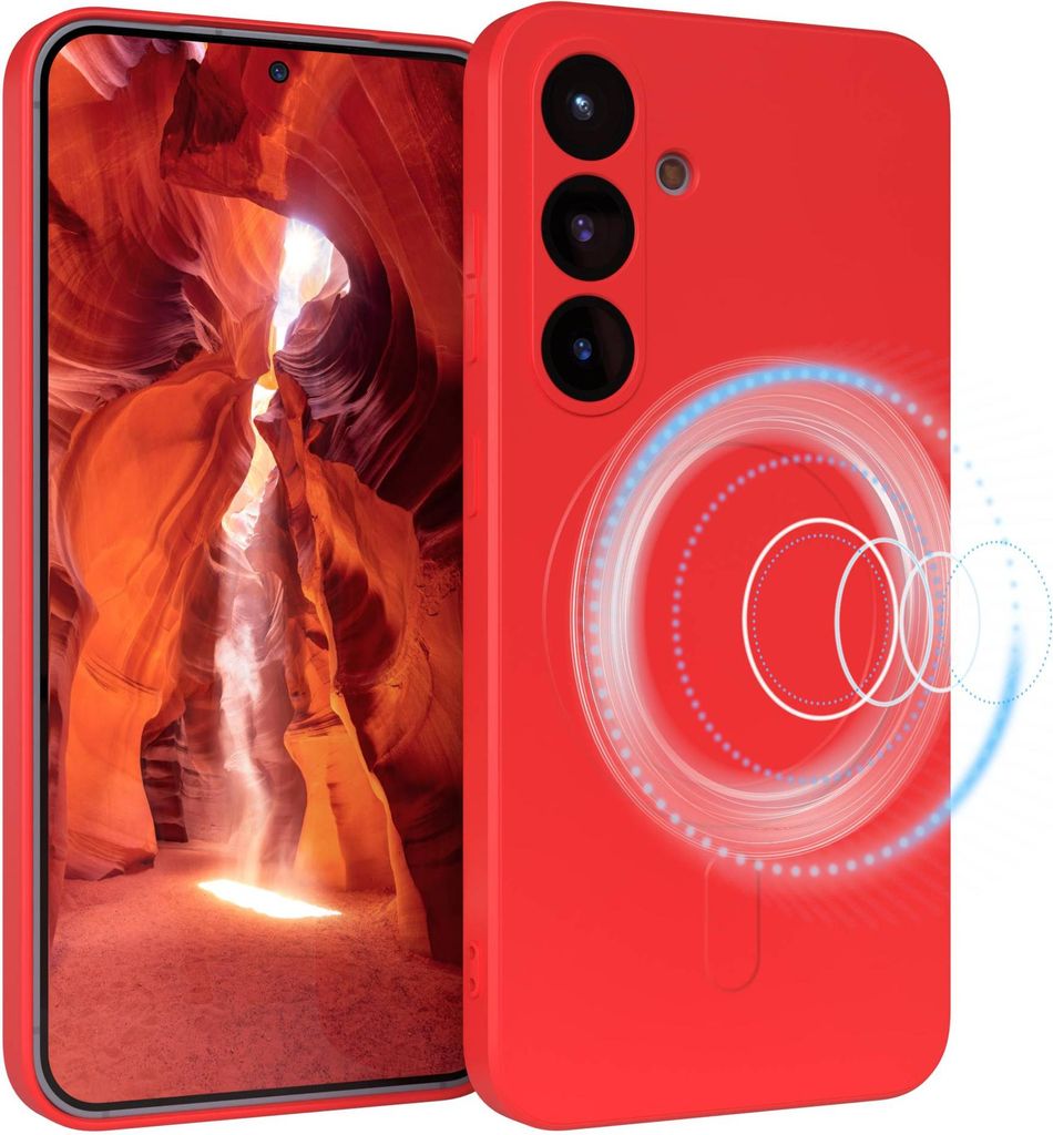 EAZY CASE - Silikonhülle magnetisch für Samsung Galaxy S25, Hülle Silikon, weich stoßfeste Magnet Handyhülle, Schutzhülle mit Kameraschutz, T...