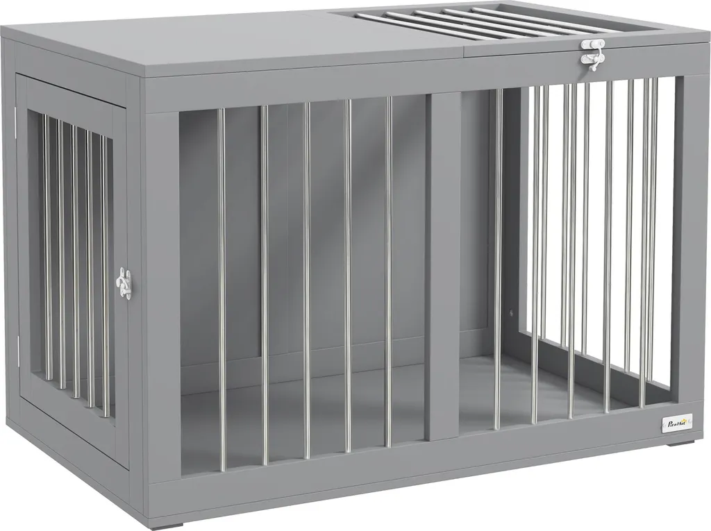Fortuna Lai Cage pour Chien 80cm - Caisse de Transport Grise 2 Portes