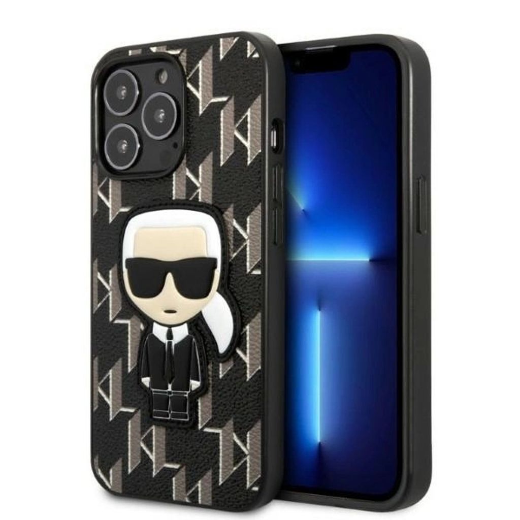 Karl Lagerfeld Hlle KLHCP13LPMNIKBK fr iPhone 13 Pro, 13 6,1", hart, Schwarz, Schwarz, Monogramm-Ikonik-Patch