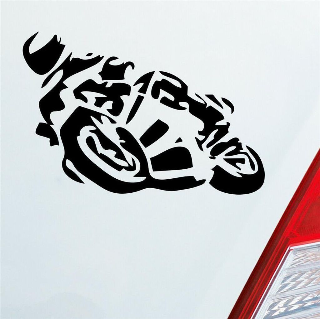 Auto Aufkleber Motorrad Mopped Biker Moped 10x7 cm Schwarz Glanz Sticker Heckscheibenaufkleber