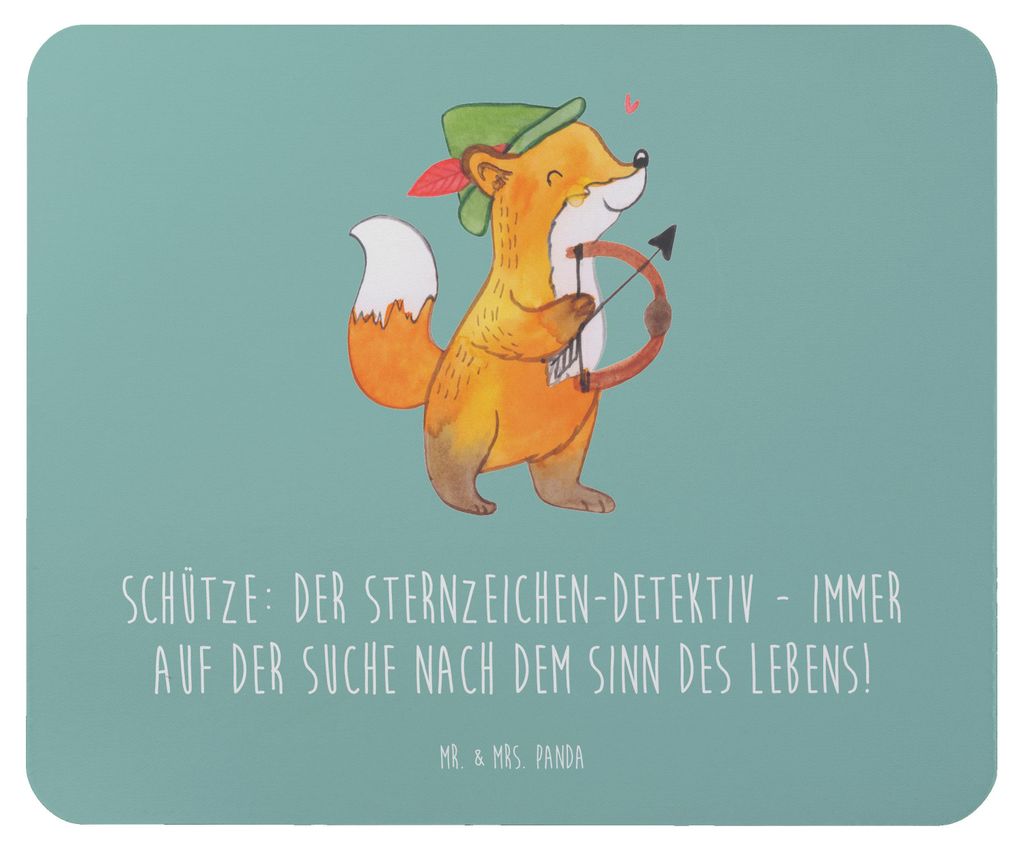 Mr. & Mrs. Panda Mousepad Schützenblick - Meeresbrise - Geschenk, Optimismus, Horoskop, Handgefertigt, Geschenke Sternzeichen, Tierkreiszeichen, M...