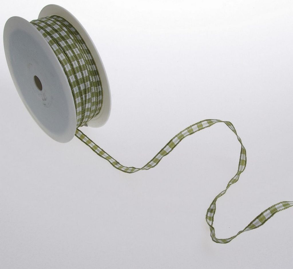 Karoband mit Drahtkante - olivgrün - 5 mm auf 100 m Rolle - 64098 5 66