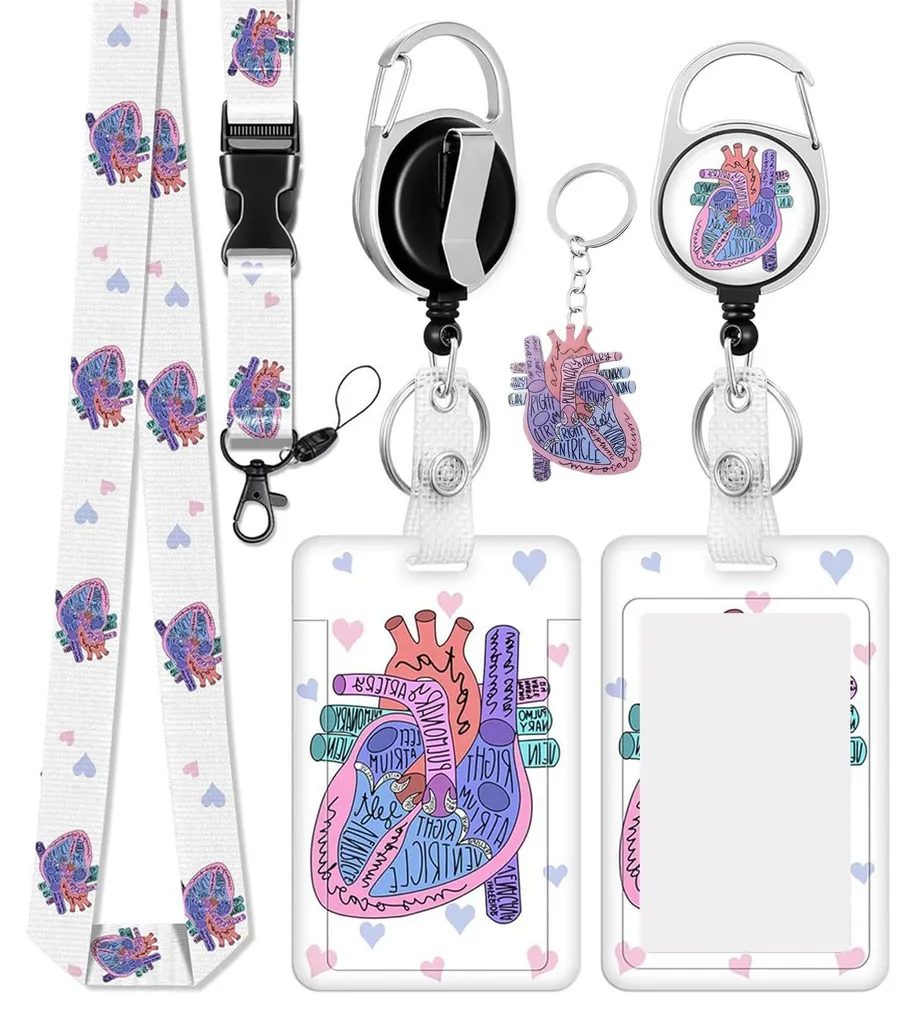 Porte-badge rétractable 3-en-1 avec lanière amovible et porte-clé