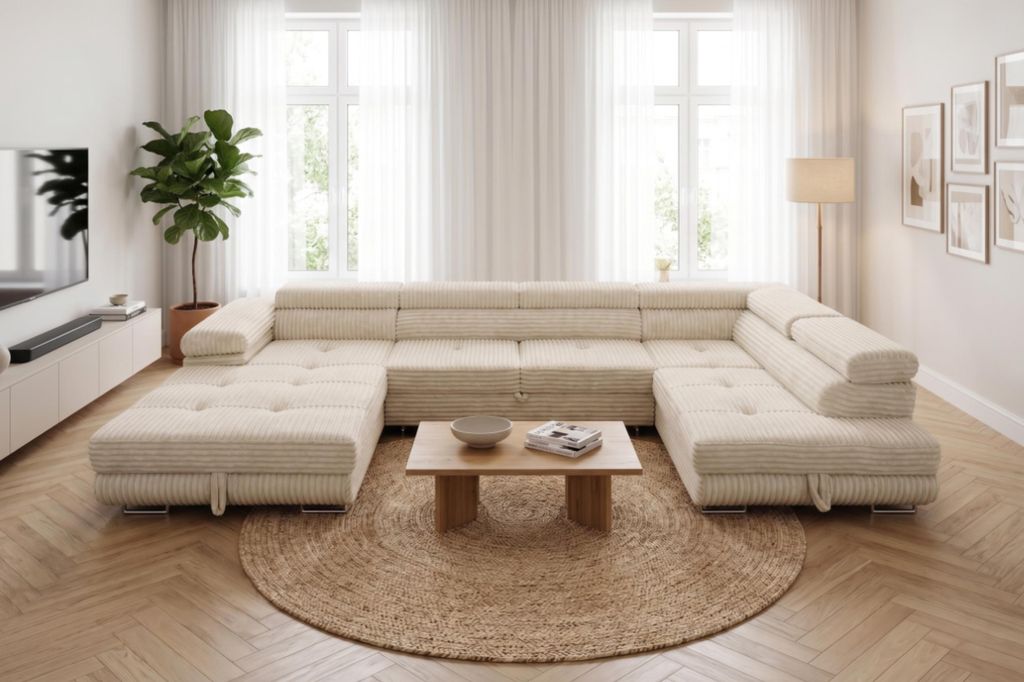 Wohnlandschaft Cordo U-Form XXL 345 cm Schlaffunktion 2 Produktbild 