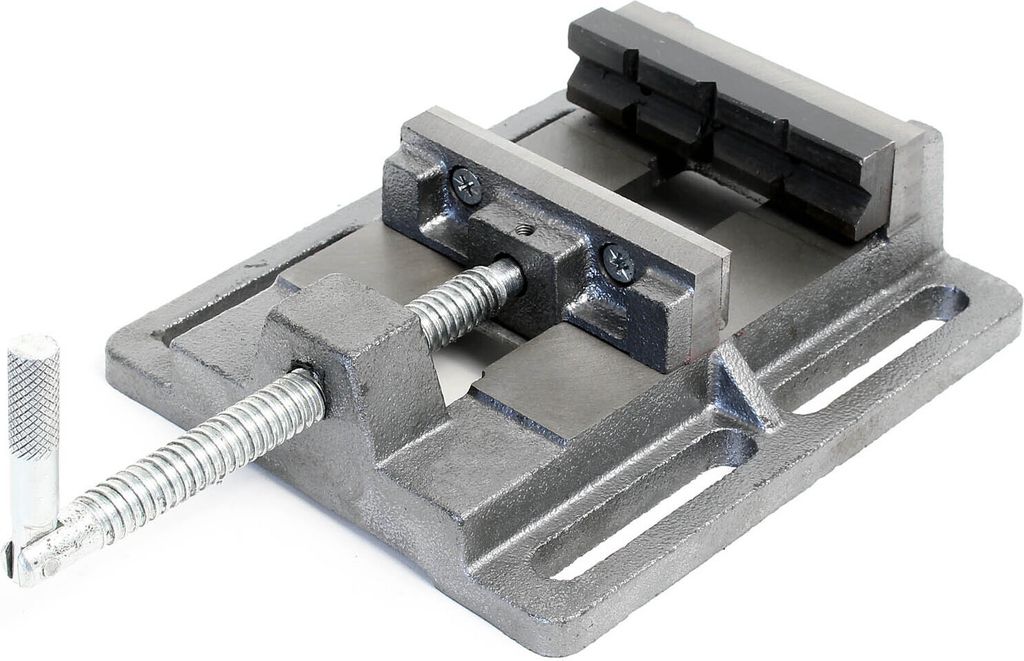 Wiltec Maschinenschraubstock 75 mm Backenbreite, Schraubstock aus Gusseisen für Werkstatt, Bohrmaschinenschraubstock als Spannwerkzeug