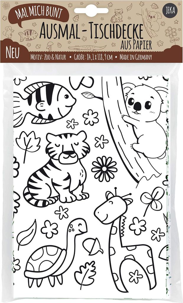 Mal Mich Bunt Ausmal-Tischdecke aus Papier Zoo & Natur Produktbild 