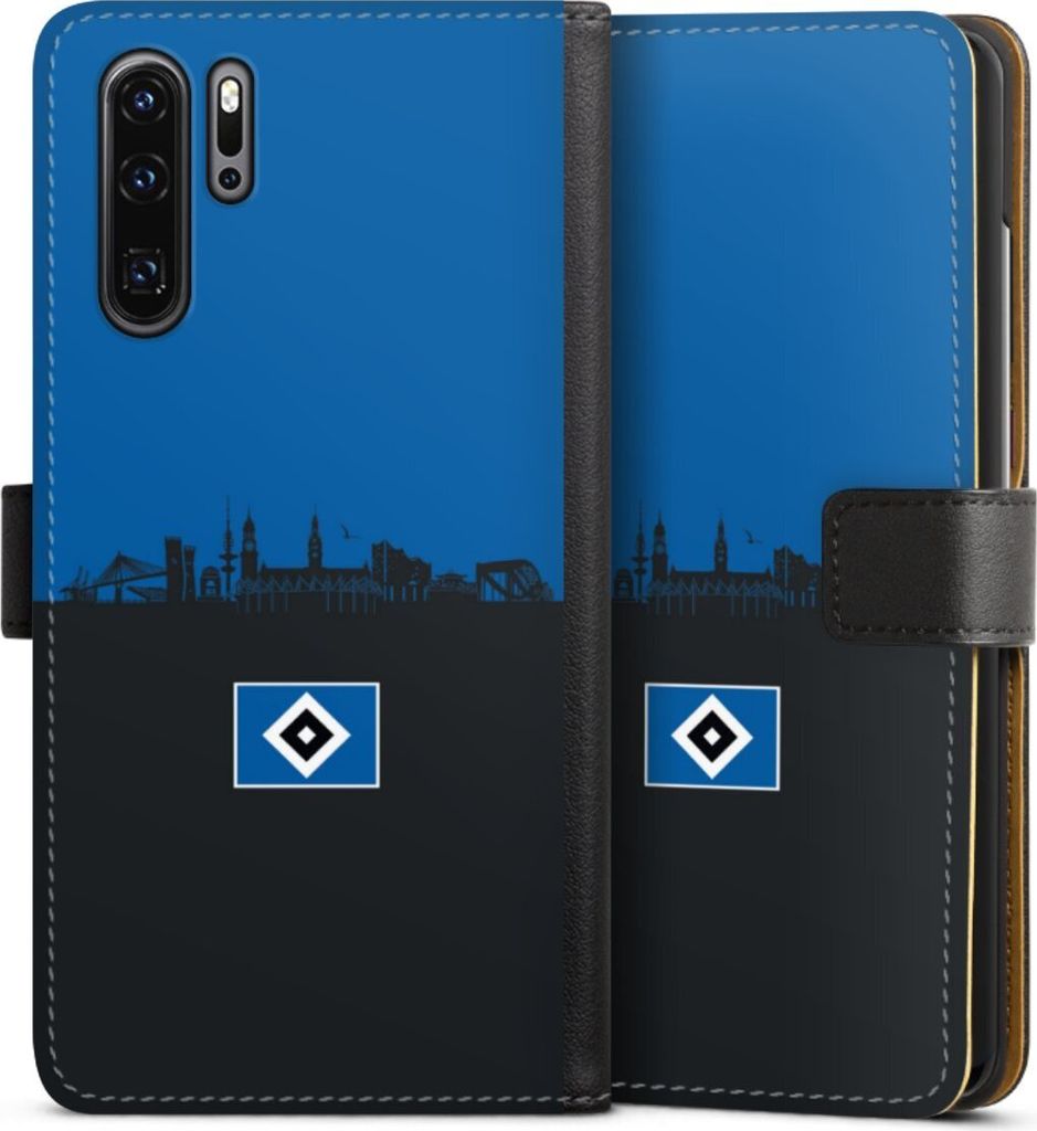 DeinDesign Klapphülle für Huawei P30 Pro New Edition Handytasche Lederhülle Tasche HSV Hamburg Skyline